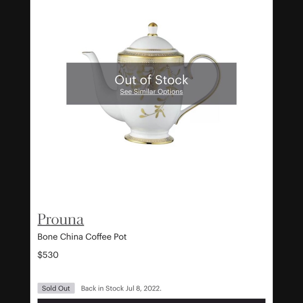 Selling a bone china coffee pot